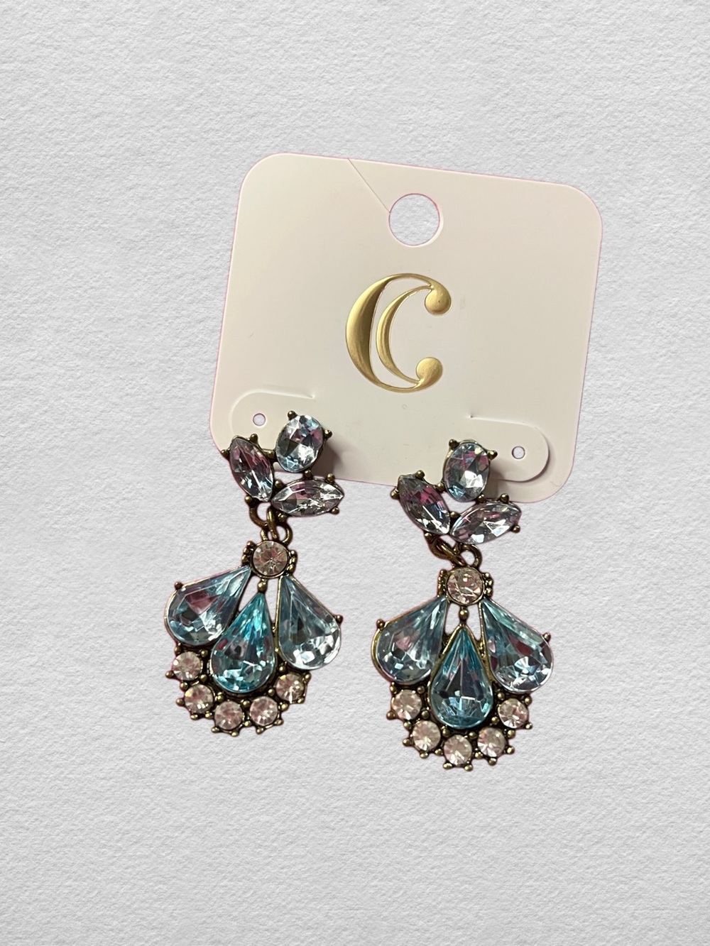 Blue Crystal Drop Earrings